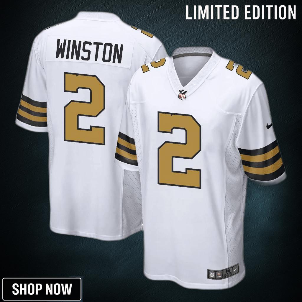 Jameis Winston 2 New Orleans Saints Men Alternate Game Jersey - White