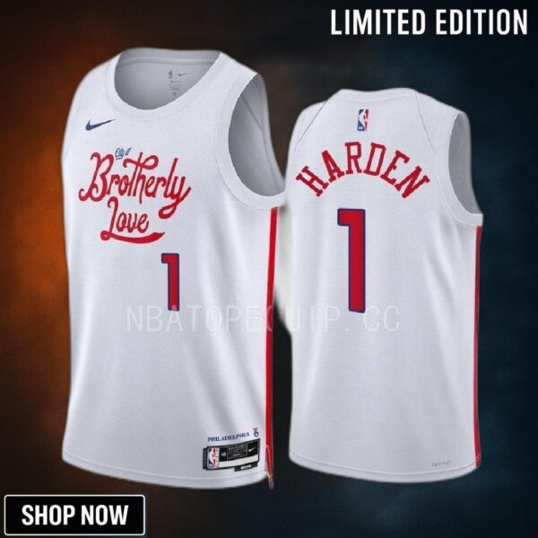 James Harden 1 -23 Philadelphia 76ers White City Edition Jersey Swingman