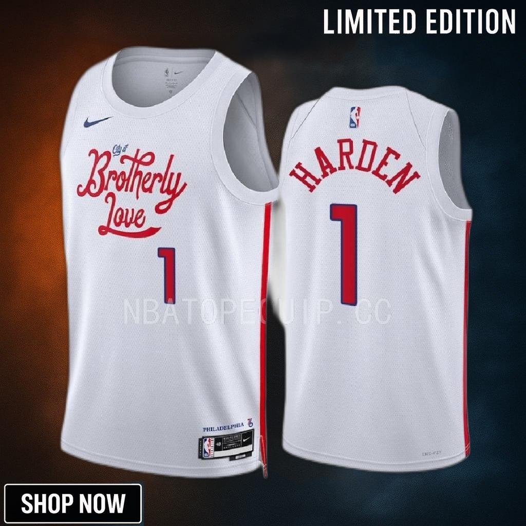 James Harden 1 -23 Philadelphia 76ers White City Edition Jersey Swingman