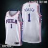 James Harden 1 Philadelphia 76ers Association Edition White Jersey Trade - Men