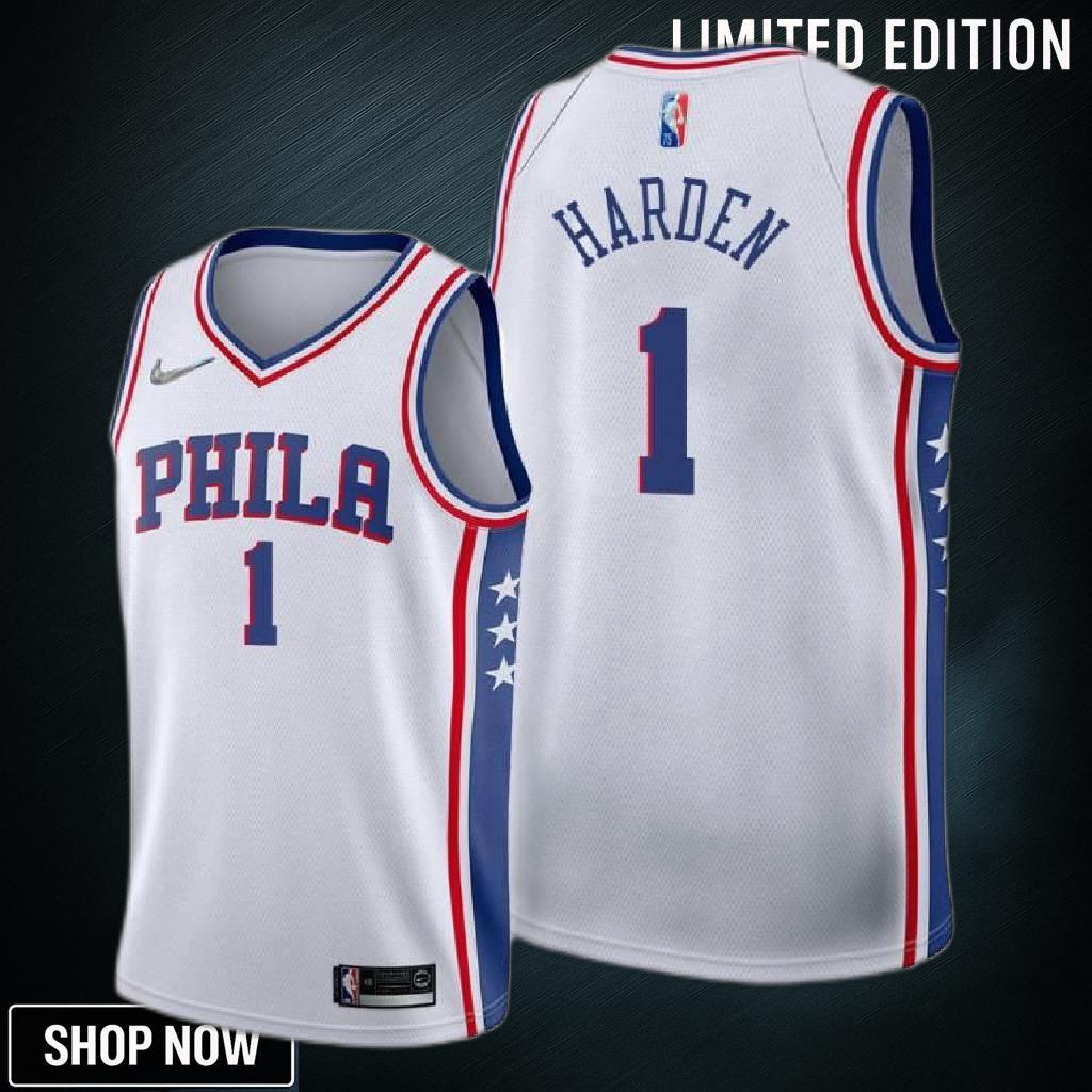 James Harden 1 Philadelphia 76ers Association Edition White Jersey Trade - Men