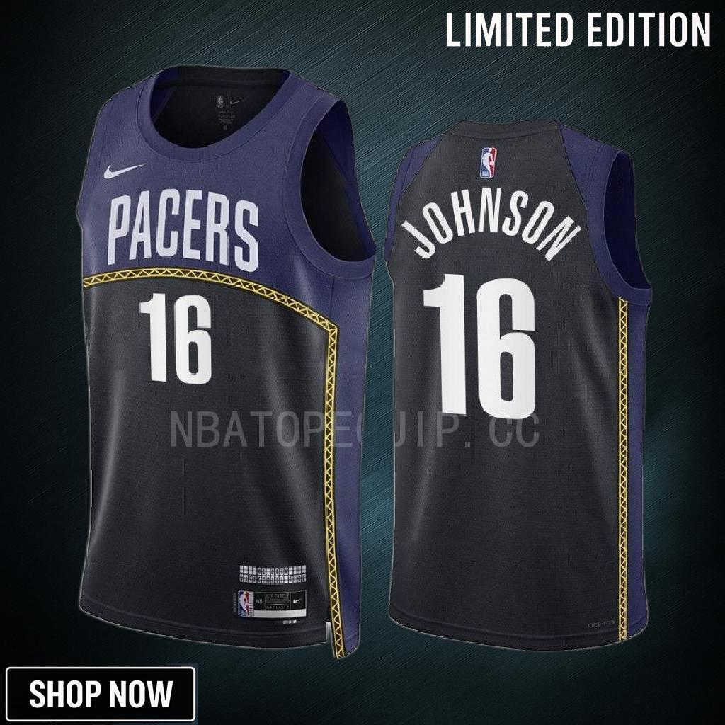 James Johnson 16 Indiana Pacers -23 City Edition Black Navy Jersey Swingman
