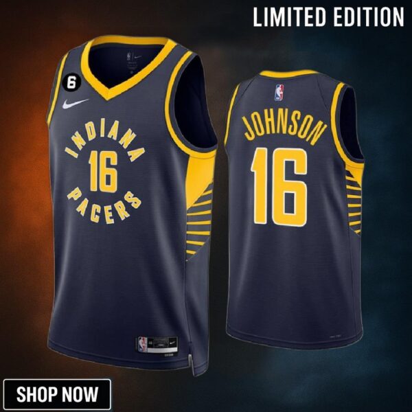 James Johnson 16 Indiana Pacers Navy Icon Edition -23 Men Jersey Swingman