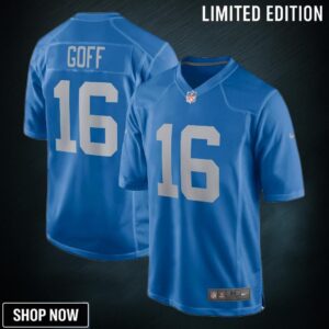 Jared Goff Detroit Lions Game Player Jersey Blue Nfl