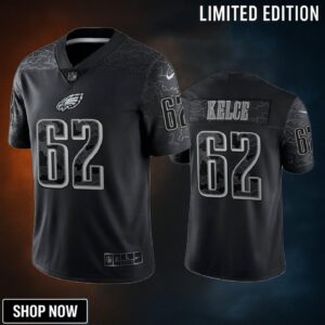 Jason Kelce 62 Philadelphia Eagles Black Reflective Limited Jersey - Men