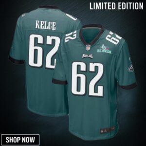 Jason Kelce 62 Philadelphia Eagles Super Bowl Lvii Champions Men Game Jersey - Midnight Green