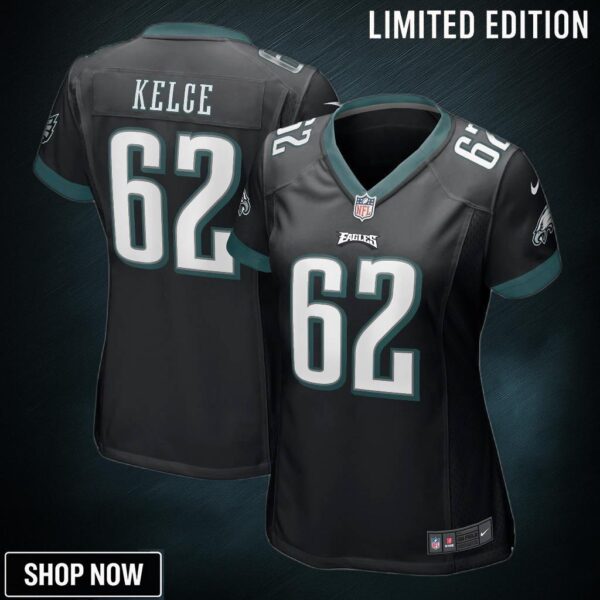 Jason Kelce Philadelphia Eagles Womens Player Game Jersey - Black Nfl