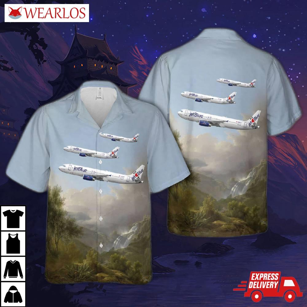 Jetblue Airways I Love Blue York Airbus A320-232 N586jb Hawaiian Shirt