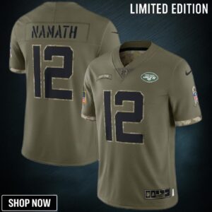 Joe Namath New York Jets Salute To Service Retired Player Limited Jersey - Olive