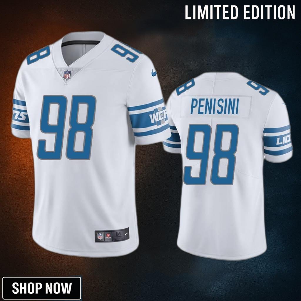 John Penisini 98 Detroit Lions White Vapor Limited Jersey