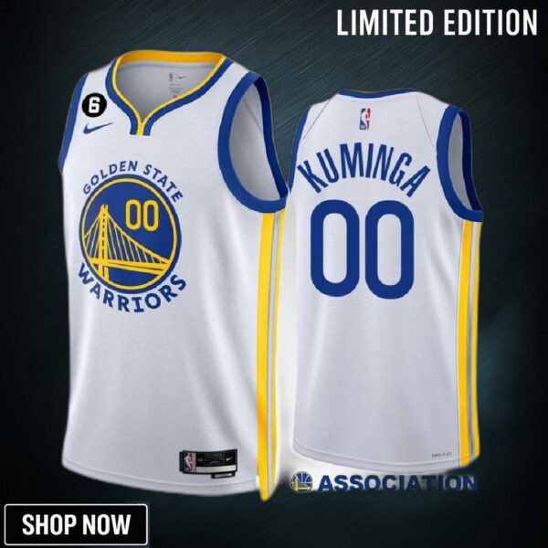 Jonathan Kuminga 00 -23 Golden State Warriors White Association Edition Jersey No.6 Patch