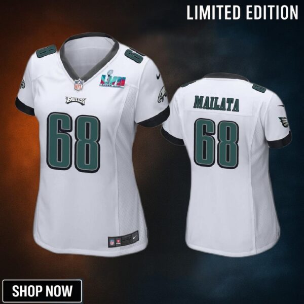 Jordan Mailata 68 Philadelphia Eagles Super Bowl Lvii White Game Jersey - Women