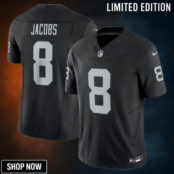 Josh Jacobs 8 Las Vegas Raiders Nike Vapor F.u.s.e. Limited Jersey - Black