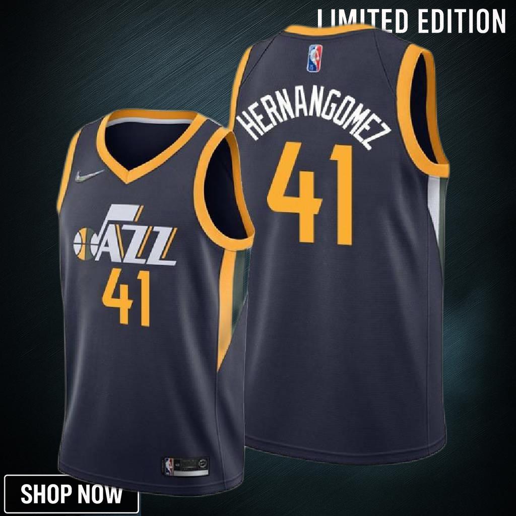Juan Hernangomez 41 Utah Jazz Icon Edition Navy Jersey Diamond Badge - Men