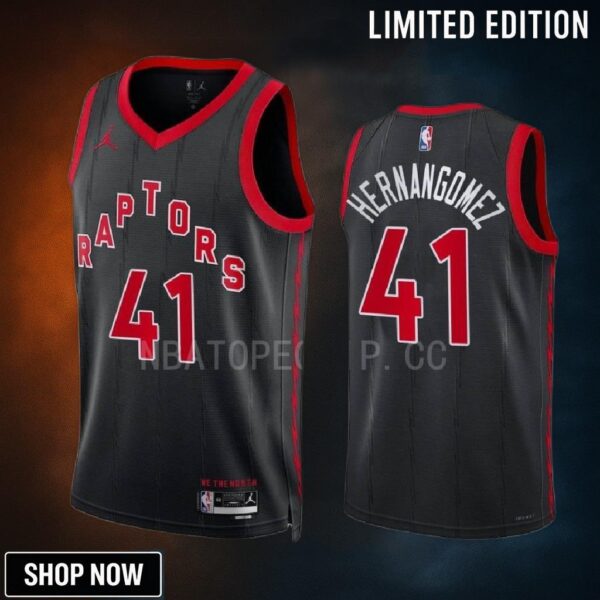 Juancho Hernangomez 41 Toronto Raptors Black Men Jersey -23 Statement Edition Swingman