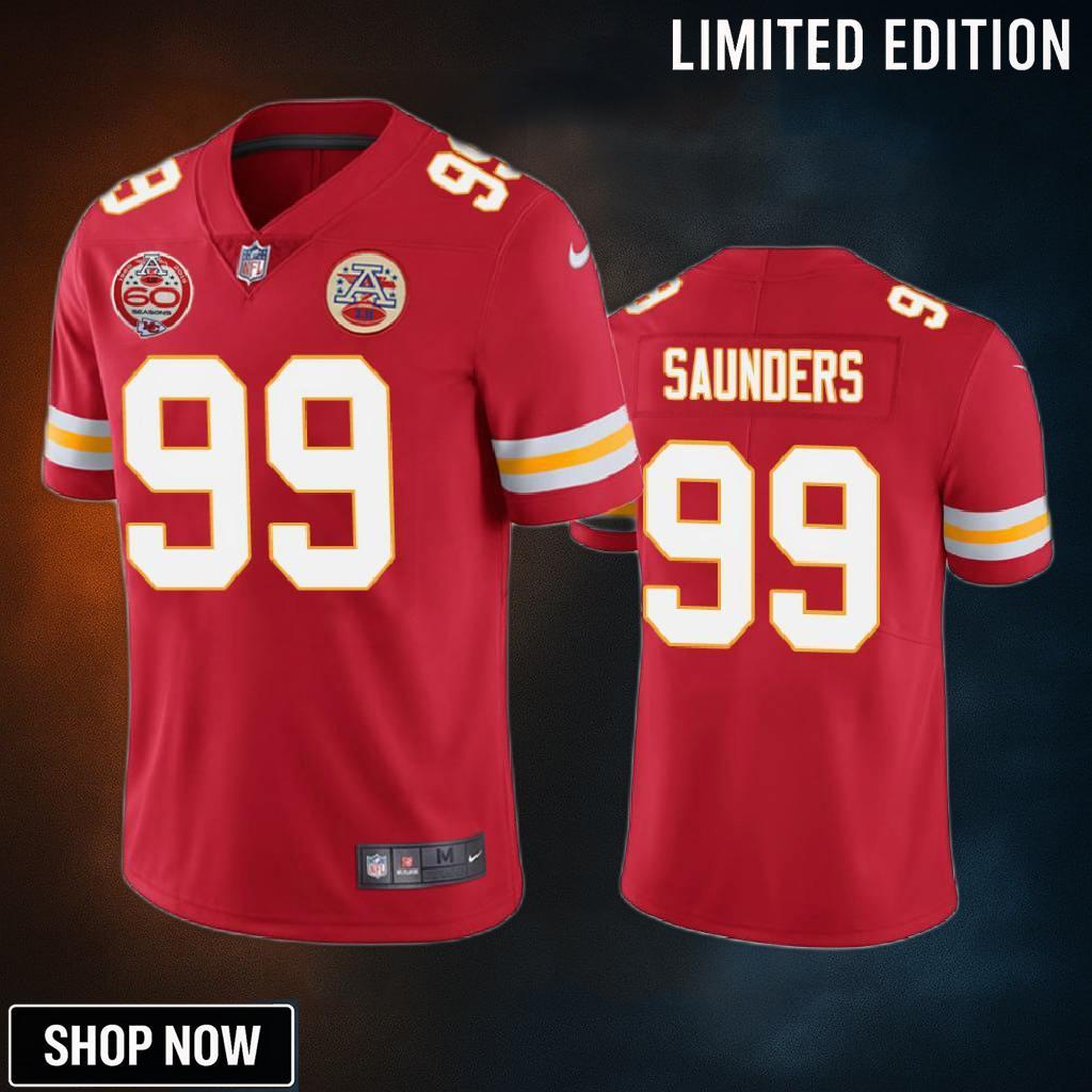 Kansas City Chiefs Khalen Saunders Red 60th Anniversary Vapor Limited Jersey