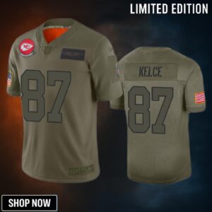 Kansas City Chiefs Travis Kelce Camo 2019 Salute To Service Limited Jersey