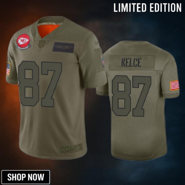 Kansas City Chiefs Travis Kelce Camo 2019 Salute To Service Limited Jersey
