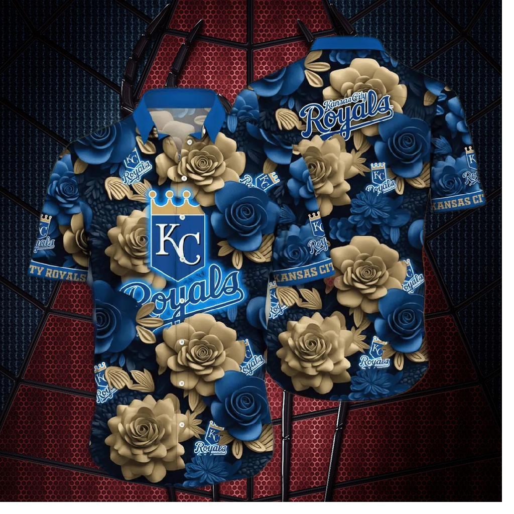 Kansas City Royals Bold Blue Rose Hawaiian Shirt
