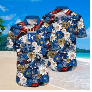 Kansas City Royals Patriotic Floral Hawaiian Shirt