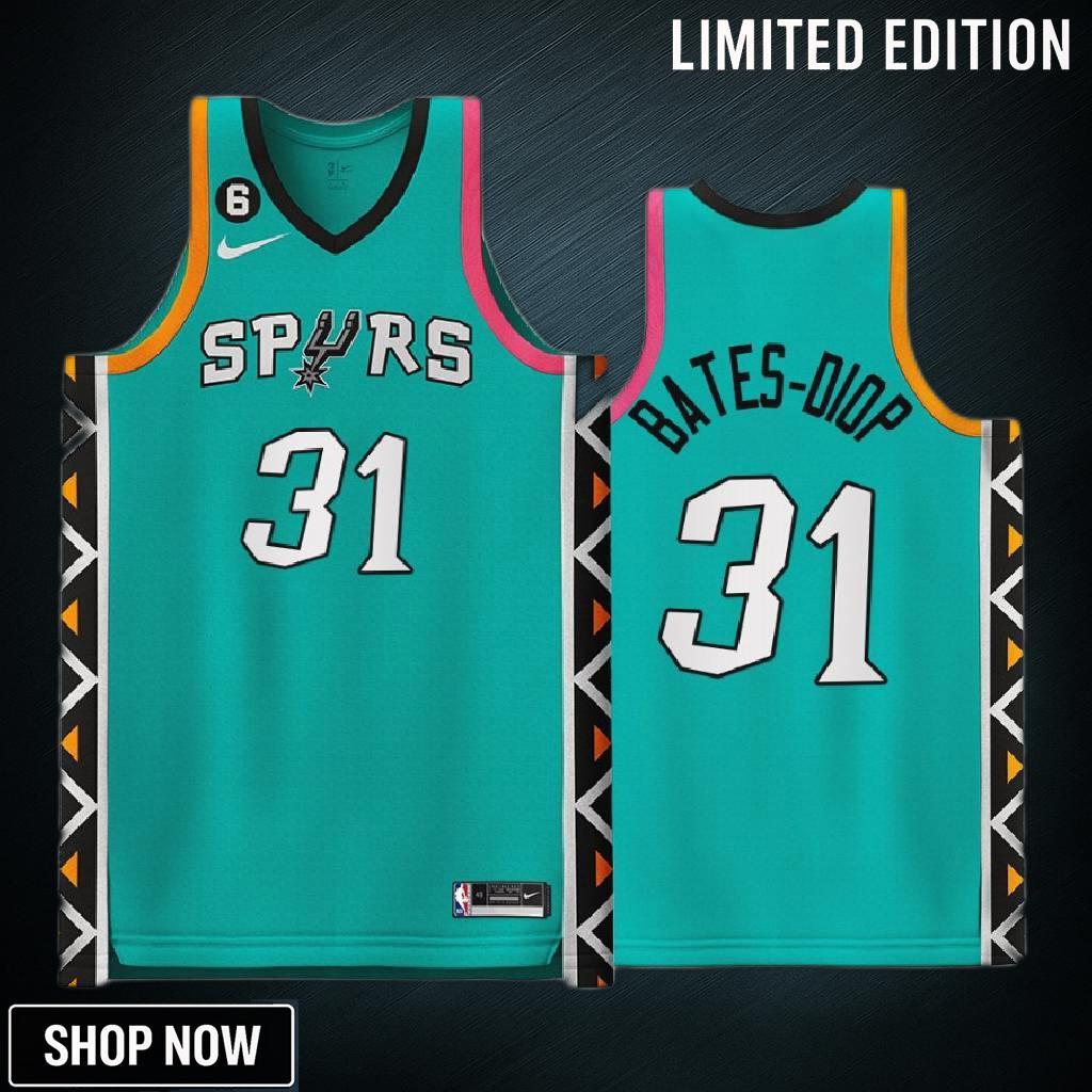 Keita Bates-diop 31 -23 San Antonio Spurs City Edition Jersey Teal