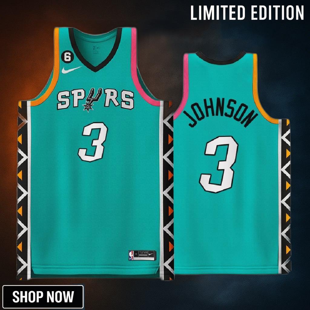 Keldon Johnson 3 -23 San Antonio Spurs City Edition Jersey Teal