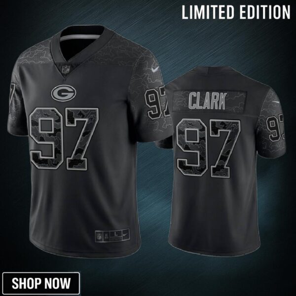 Kenny Clark 97 Green Bay Packers Black Reflective Limited Jersey - Men