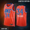Kenrich Williams 34 Oklahoma City Thunder Orange Men Jersey -23 Statement Edition Swingman