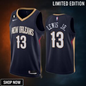 Kira Lewis Jr. 13 New Orleans Pelicans Navy Jersey -23 Icon Edition No.6 Patch