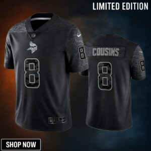 Kirk Cousins 8 Minnesota Vikings Black Reflective Limited Jersey - Men