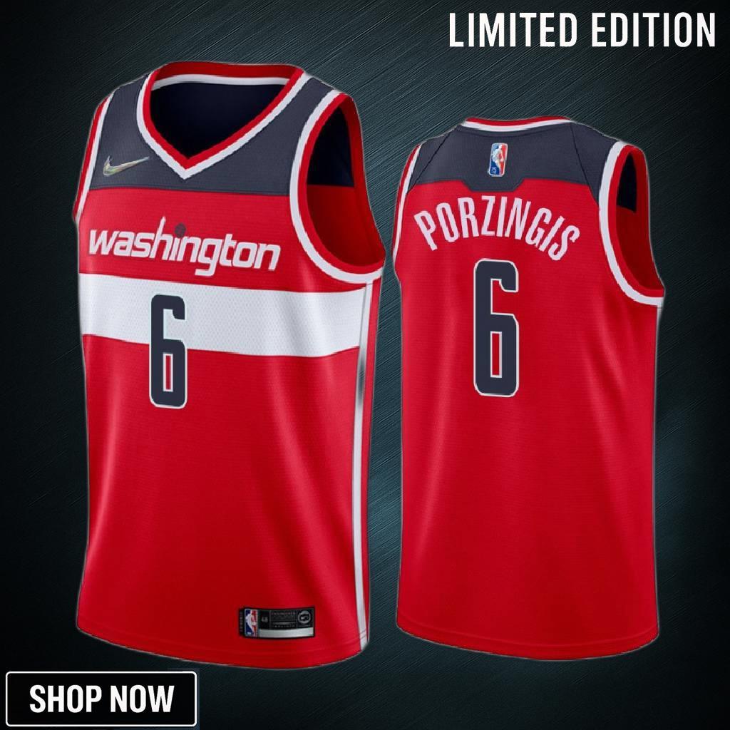 Kristaps Porzingis 6 Washington Wizards Red Icon Edition Jersey Diamond Badge