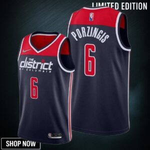 Kristaps Porzingis 6 Washington Wizards Statement Edition Navy Jersey Diamond Badge - Men