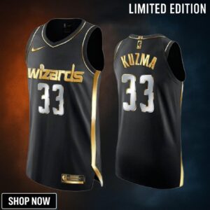 Kyle Kuzma 33 Washington Wizards Black Golden Edition Jersey