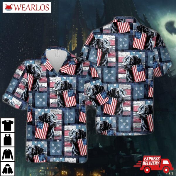 Labrador & American Flags Hawaiian Shirt