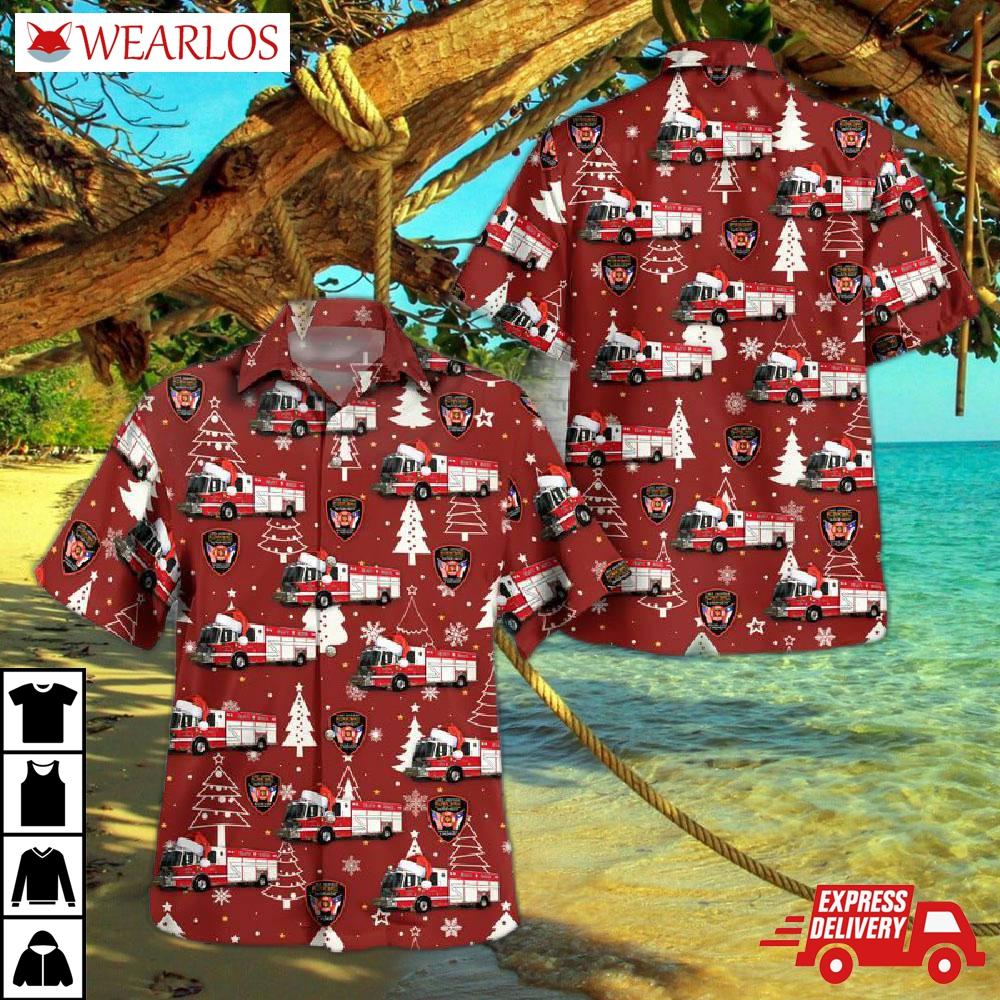 Lake Jackson, Texas, Jackson Volunteer Fire Department Christmas Hawaiian Shirt