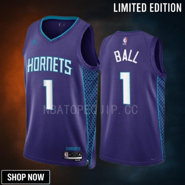 Lamelo Ball 1 -23 Charlotte Hornets Purple Statement Edition Men Jersey Swingman
