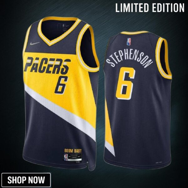 Lance Stephenson -23 Indiana Pacers Navy 6 City Edition Jersey 75th Diamond - Men