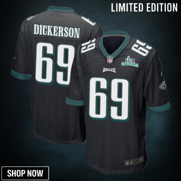 Landon Dickerson 69 Philadelphia Eagles Super Bowl Lvii Champions Men Game Jersey - Black