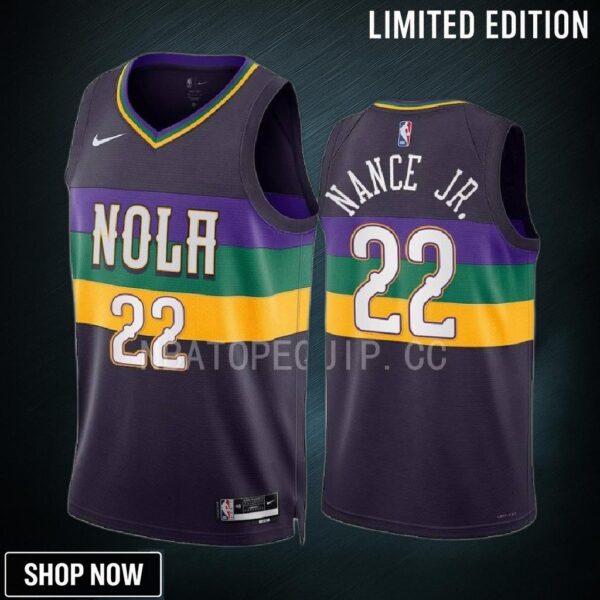Larry Nance Jr. 22 New Orleans Pelicans Purple Jersey -23 City Edition Swingman
