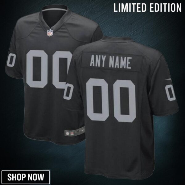 Las Vegas Raiders Customized Black Stitched Game Jersey