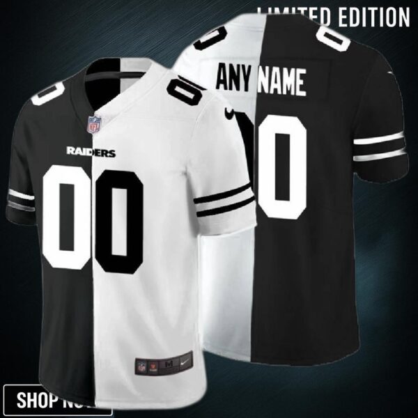 Las Vegas Raiders Nfl 2025 Personalized Custom Black And White Jersey