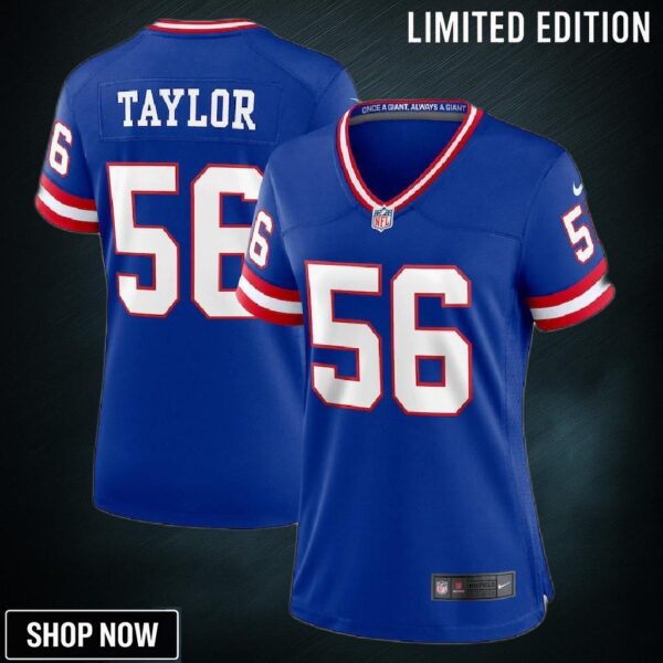 Lawrence Taylor 56 New York Giants Women's Classic Retired Player Game Jersey - Royal