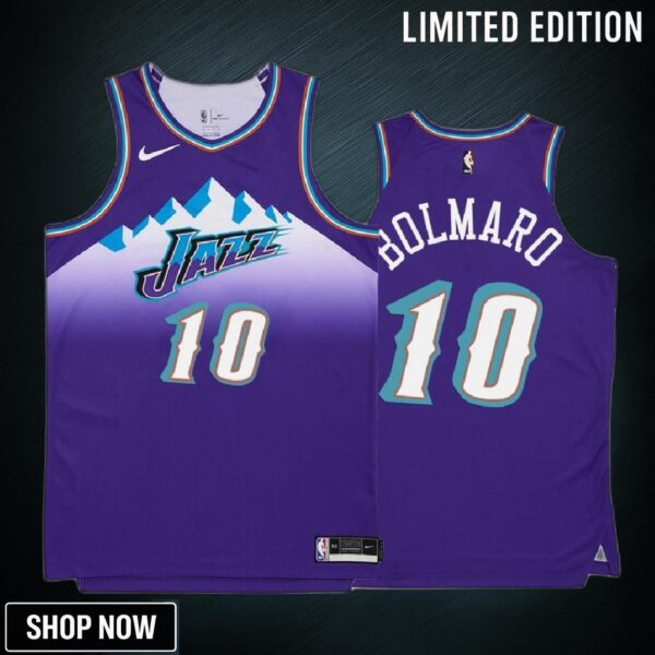 Leandro Bolmaro 10 -23 Utah Jazz Purple Hardwood Classics Jersey