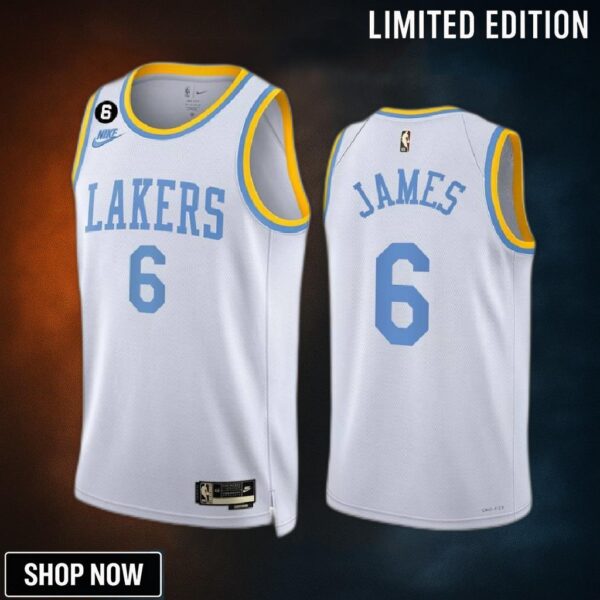 Lebron James 6 -23 Los Angeles Lakers White Classic Edition Men Jersey Swingman