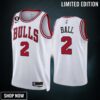 Lonzo Ball 2 Chicago Bulls White Men Jersey -23 Association Edition No.6 Patch