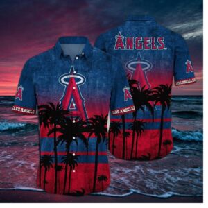 Los Angeles Angels Palm Shadow Hawaiian Shirt