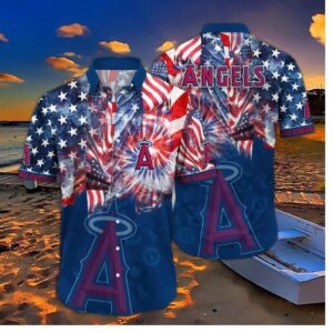 Los Angeles Angels Patriotic Fireworks Hawaiian Shirt