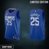 Los Angeles Clippers 25 Moussa Diabate -23 Icon Edition Blue Men Jersey