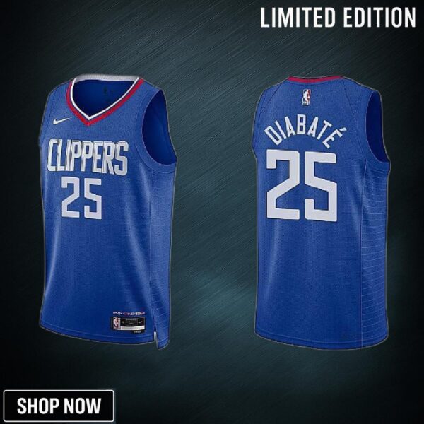 Los Angeles Clippers 25 Moussa Diabate -23 Icon Edition Blue Men Jersey