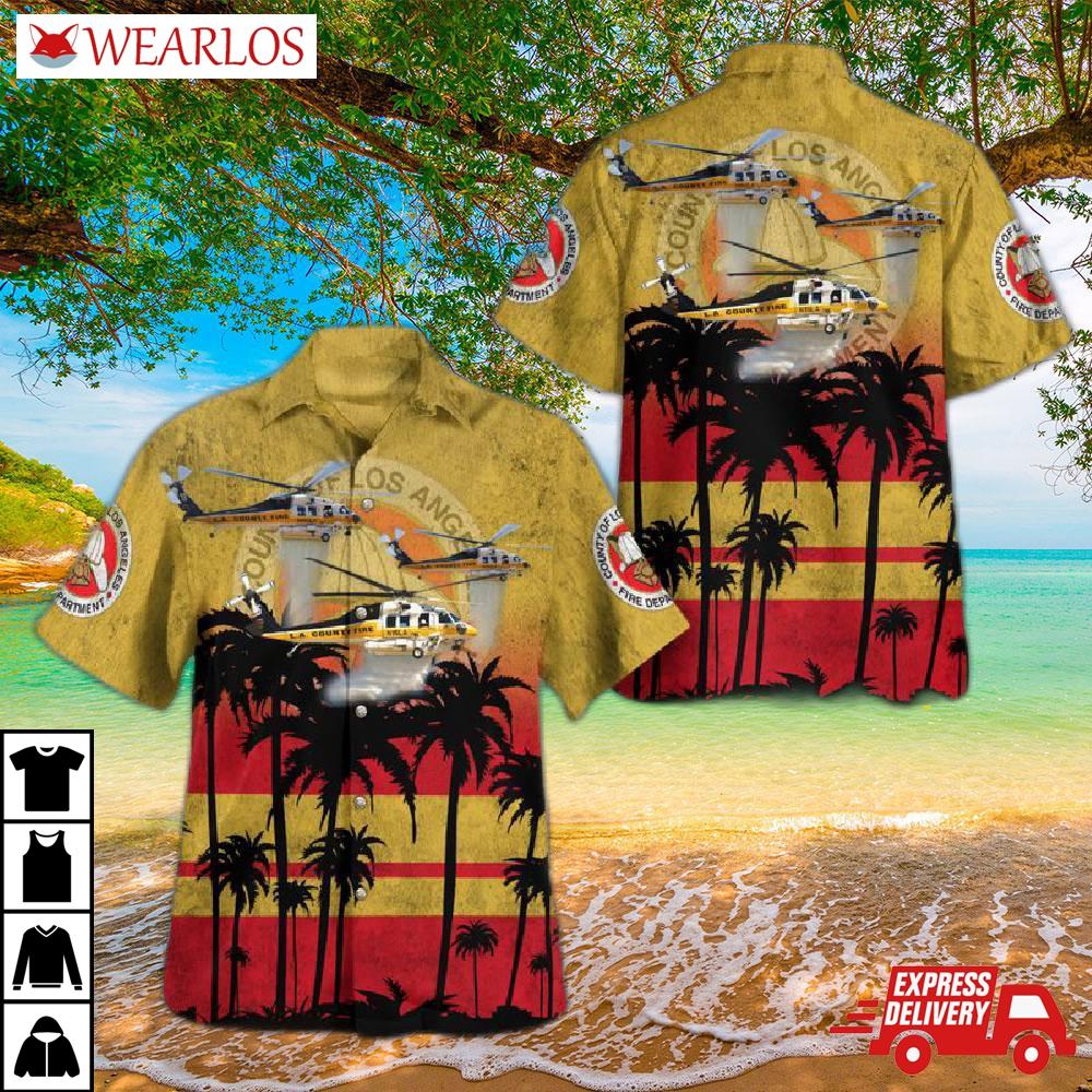 Los Angeles County Fire Department Sikorsky S-70a Firehawk Hawaiian Shirt